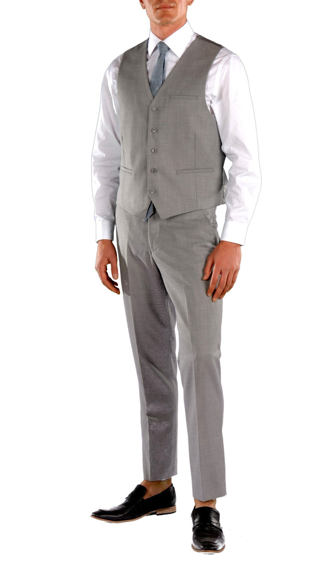 Light Grey Slim Fit Suit - 3PC - JAX - FHYINC best men's suits, tuxedos, formal men's wear wholesale